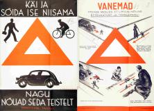 Maanteede Talituse poolt 1938. aasta liiklusnädalaks valmistatud teavitusplakatid